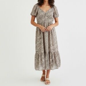 Mimi Chica Floral Midi Peasant Dress Medium